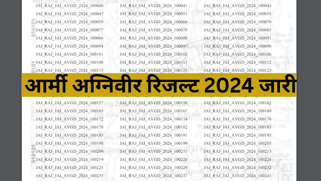 army agniveer result 2024 out | आर्मी अग्निवीर रिजल्ट 2024 जारी