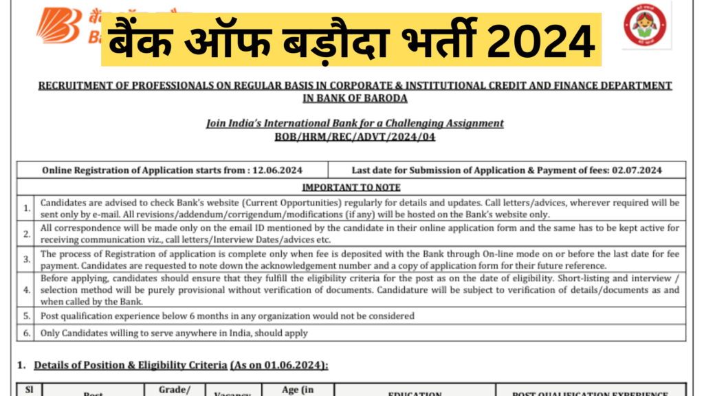 Bank of Baroda Recruitment 2024: Notification for 627 posts released | बैंक ऑफ बड़ौदा जॉब वैकेंसी 2024: विभिन्न पदों पर भर्ती, आज से करें ऑनलाइन आवेदन