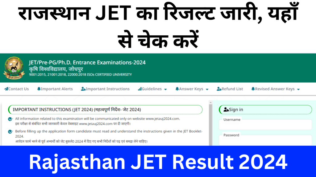 Rajasthan JET Result 2024: