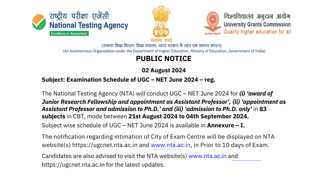 ugc net exam date 2024