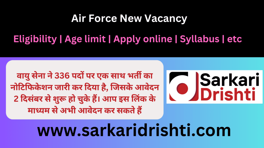 air force new vacancy 2024 apply online | एयर फोर्स नई भर्ती 2025: 336 पदों पर सुनहरा अवसर