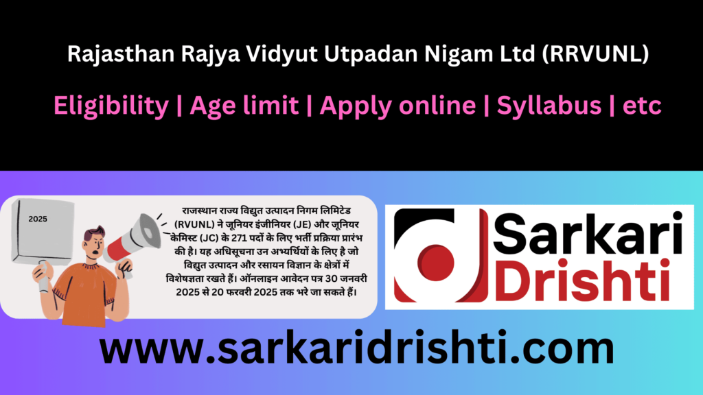 RVUNL Rajasthan Junior Engineer & Junior Chemist 2024 Notification – Eligibility, Dates & Apply Link