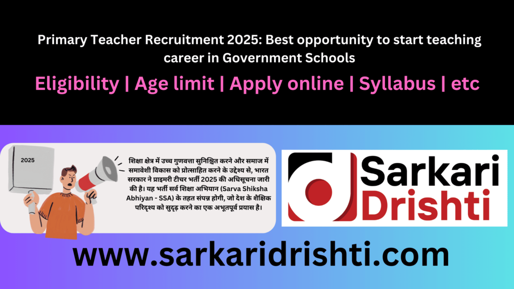 Primary Teacher Recruitment 2025: Golden opportunity to join the recruitment process organized by the Ministry of Education